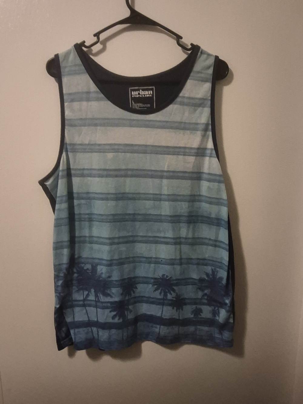 urban pipeline Blue Ombre Stripe Palm Tree Tank Top